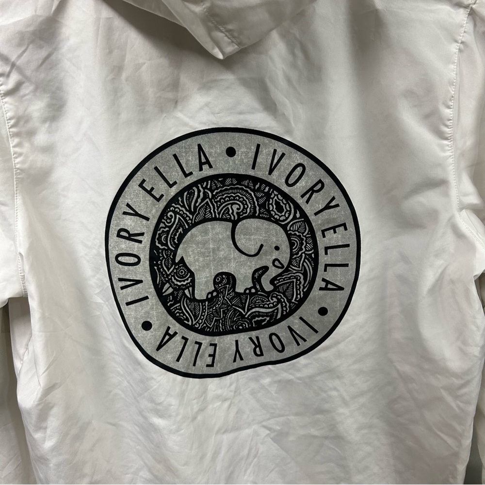 Ivory Ella white full zip hooded jacket size large with zippered pockets - Picture 4 of 7